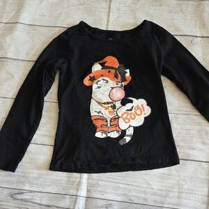 Kids Black Halloween Cat Shirt